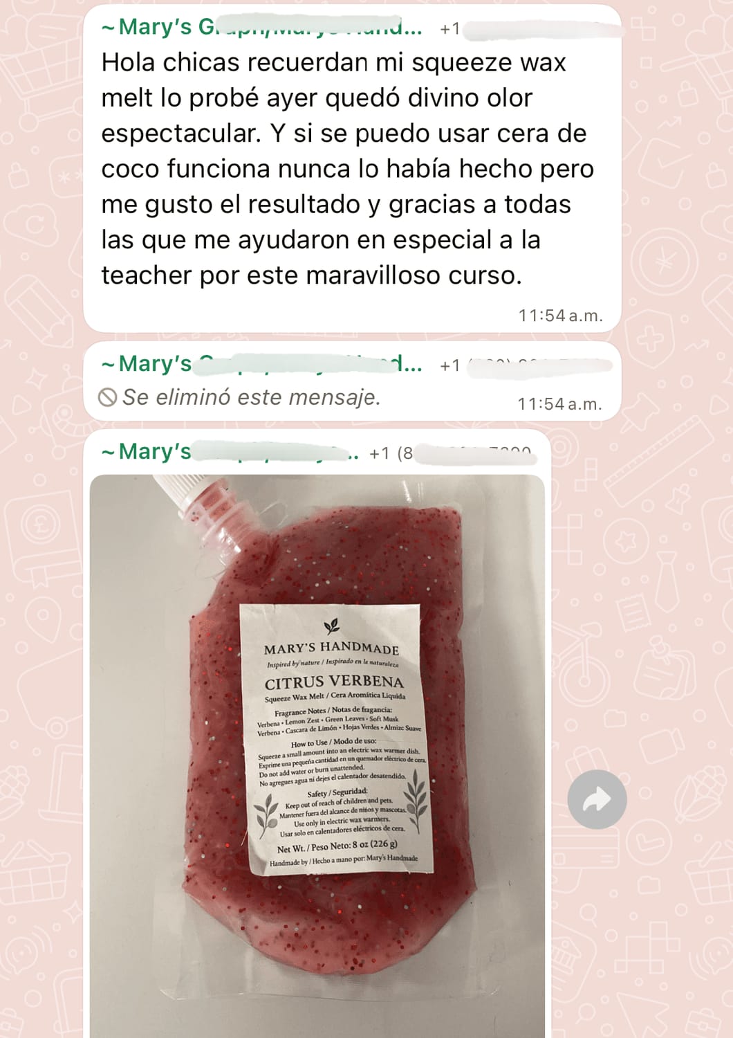 Testimonio de Mary's Handmade con squeeze wax melt